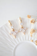 "Bloom" 24 Karats Cubic Zirconia Flower Petals Hook Earrings